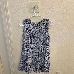 White & Navy Blue Sleeveless Summer Dress
